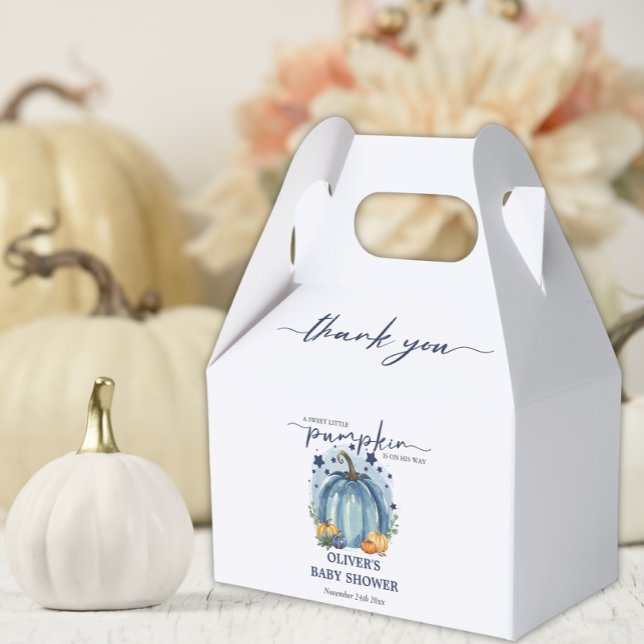 Caja Para Regalos Calabaza Azul En Camino De Chico Caído Baby Shower (Subido por el creador)