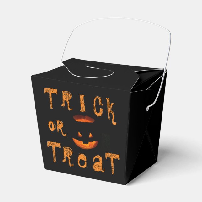 Caja Para Regalos Calabaza de Halloween con truco o truco (Front Side)