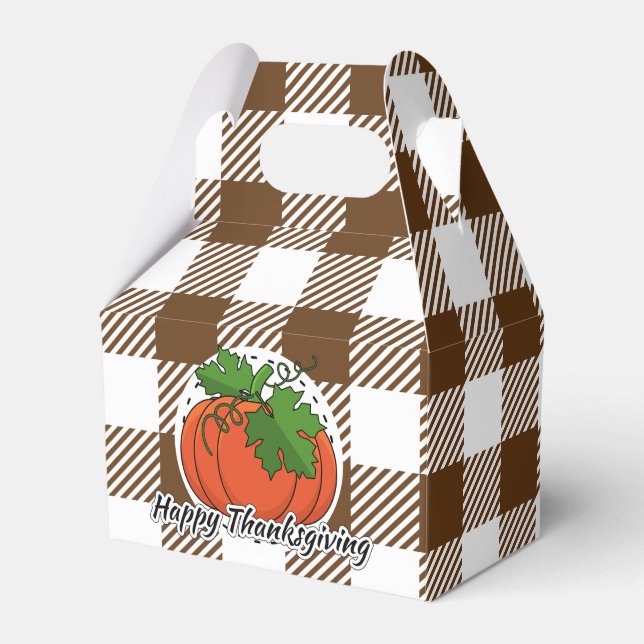 Caja Para Regalos Calabaza en salsa marrón - Feliz Día de Acción de  (Front Side)