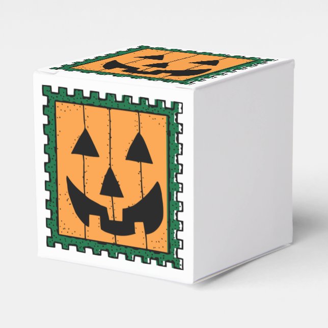 Caja Para Regalos Calabaza Personalizado dulce Jack-O-Lantern Hallow (Costado Anverso)