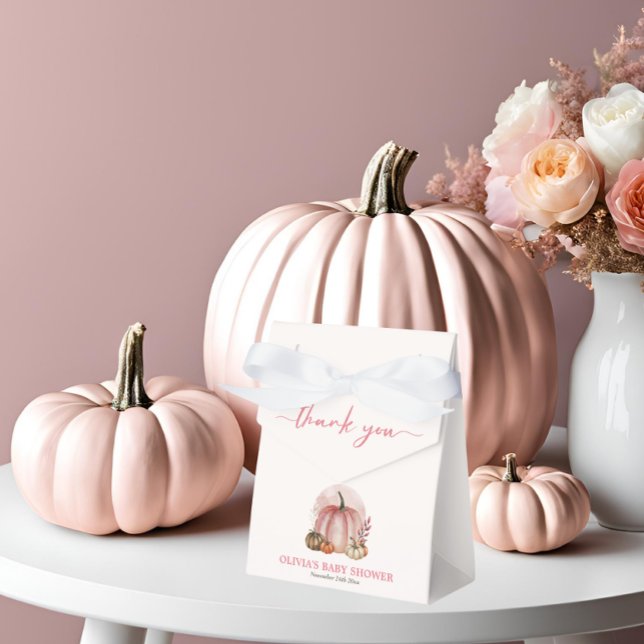 Caja Para Regalos Calabaza Rosa En Camino De Caer Chica Baby Shower (Subido por el creador)