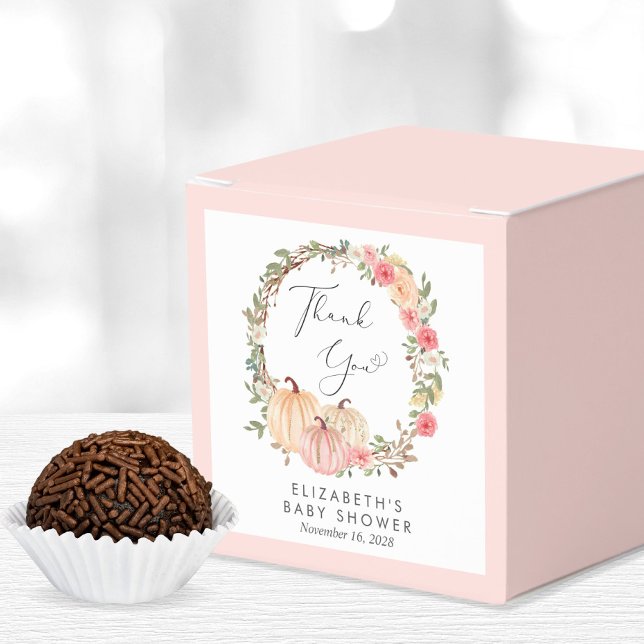 Caja Para Regalos Calabaza Rosa Floral Bebé Chica Ducha Gracias (Subido por el creador)