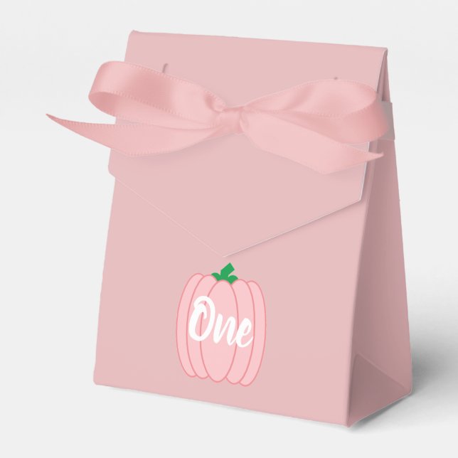 Caja Para Regalos Calabaza Rosada Primer Cumpleaños (Front Side)
