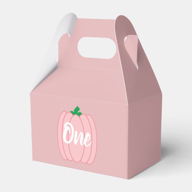 Caja Para Regalos Calabaza Rosada Primer Cumpleaños (Front Side)