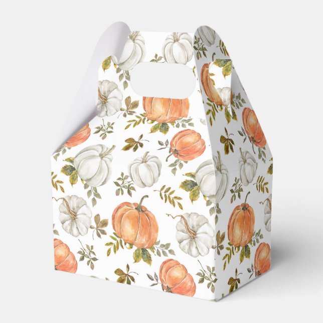 Caja Para Regalos Calabazas acuarelas y patrón otoño de follaje (Front Side)