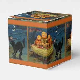 Caja Para Regalos Calabazas de Halloween vintage Gato negro