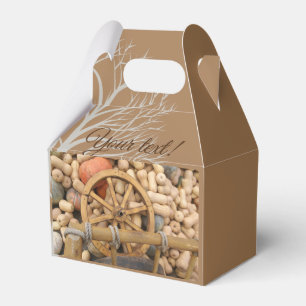 Caja Para Regalos Calabazas y rueda del carrito de madera rural