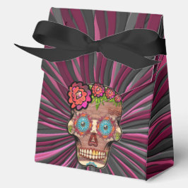 Caja Para Regalos Calavera de azúcar con corona floral de aspecto de