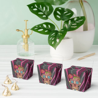 Caja Para Regalos Calavera de azúcar con corona floral de aspecto de