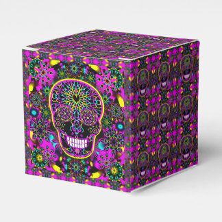 Caja Para Regalos Calavera de azúcar en rosa neón