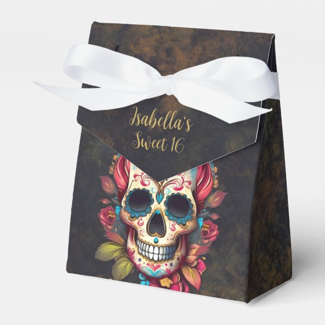 Caja Para Regalos Calavera de azúcar floral dulce 16 cumpleaños (Front Side)