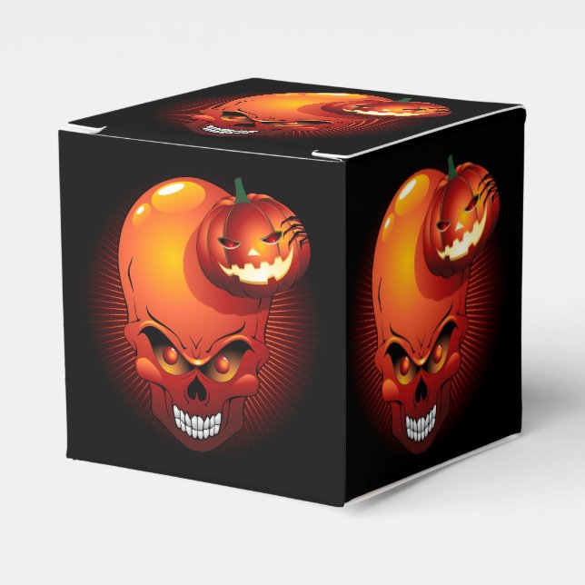 Caja Para Regalos Calavera de Halloween y calabaza (Costado Anverso)