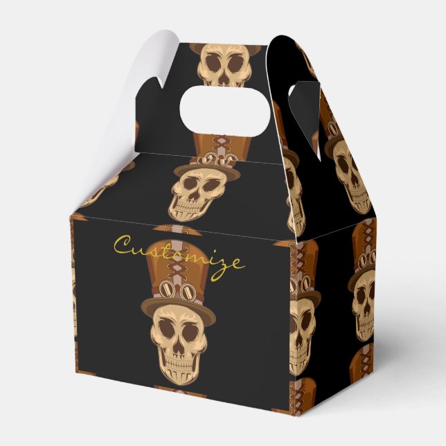 Caja Para Regalos Calavera de Steampunk en el sombrero superior/ más (Front Side)