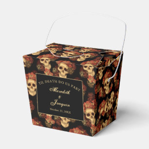 Caja Para Regalos Calavera gótica Rosa Roja Personalizado Boda negro
