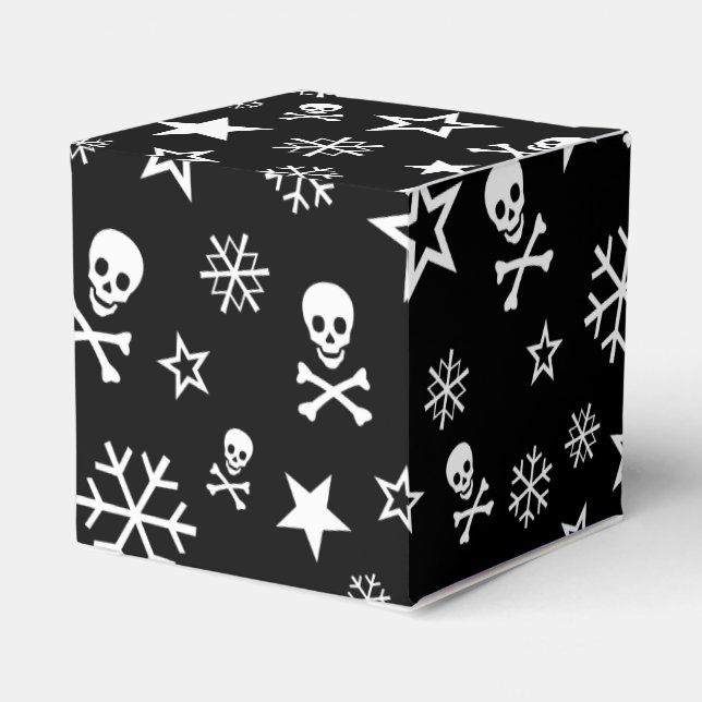 Caja Para Regalos Calaveras y copos de nieve (Reverso Costado)
