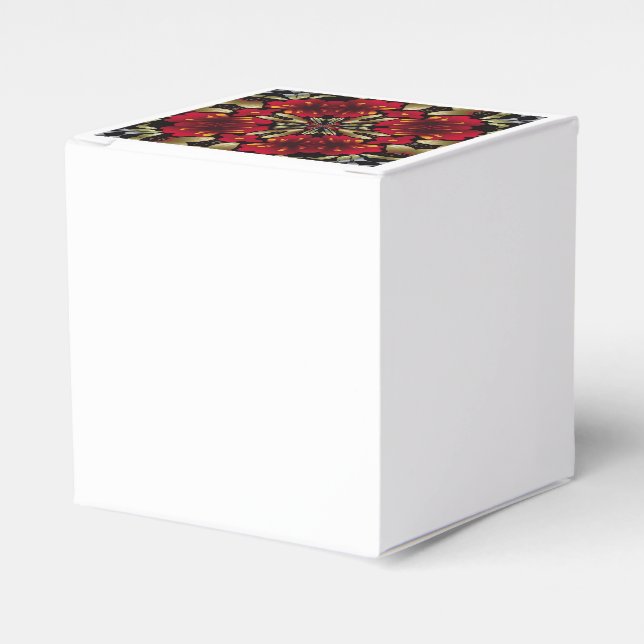 Caja Para Regalos Calidoscopio Mandala Rojo Tropical (Costado Anverso)