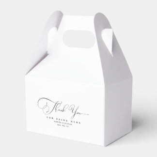 Caja Para Regalos Caligrafía en blanco y negro Gracias Boda