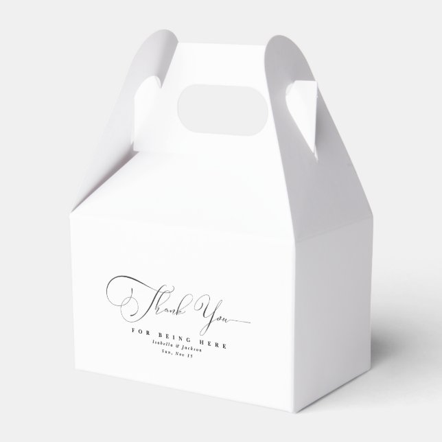 Caja Para Regalos Caligrafía en blanco y negro Gracias Boda (Front Side)