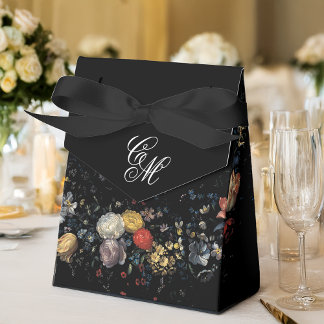 Caja Para Regalos Caligrafía floral negra Bella Artes