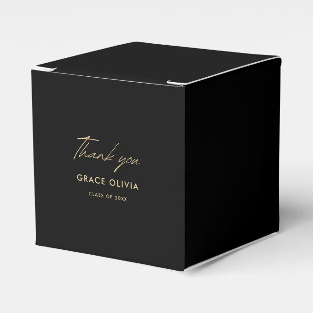 Caja Para Regalos Caligrafía moderna Graduación en negro y oro (Costado Anverso)