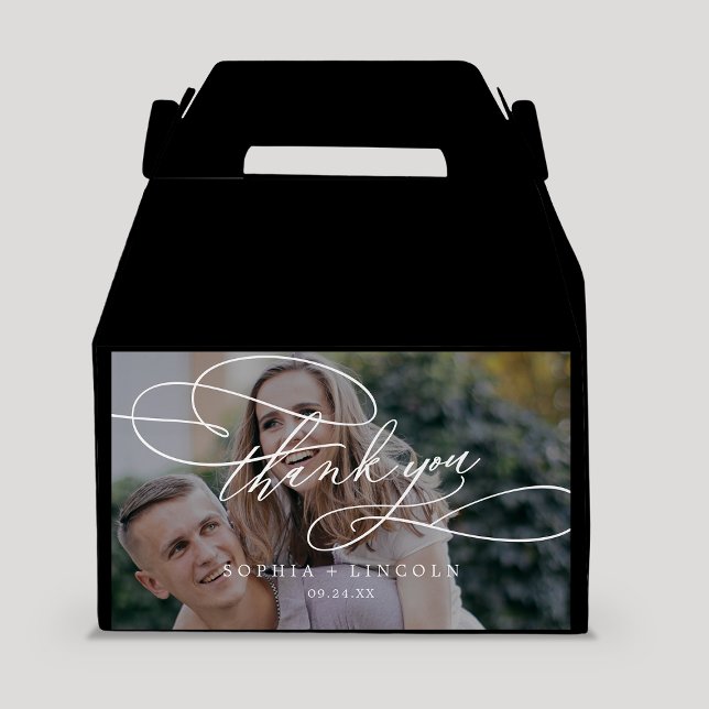 Caja Para Regalos Caligrafía romántica Foto oscura Gracias Boda (Subido por el creador)