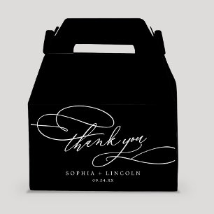 Caja Para Regalos Caligrafía romántica negro oscuro Gracias Boda
