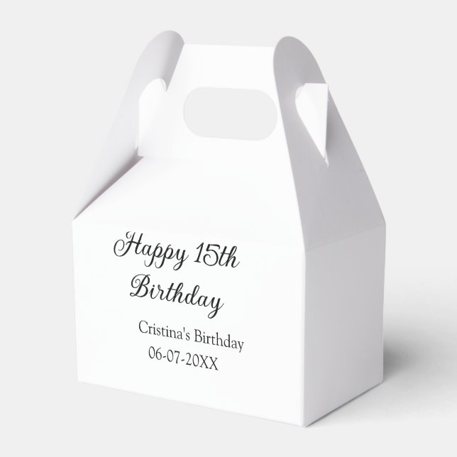 Caja Para Regalos caligrafía simple mínimo feliz 15 cumpleaños (Front Side)