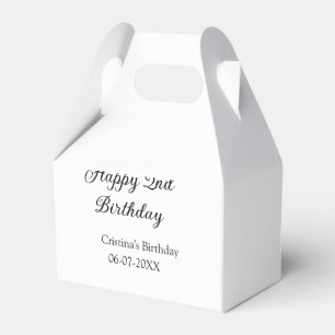 Caja Para Regalos caligrafía simple mínimo feliz segundo cumpleaños