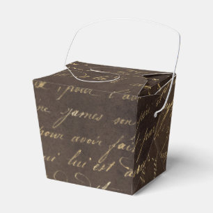 Caja Para Regalos Caligrafía Vintage de Cobre y Oro