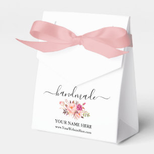 Caja Para Regalos Calligrafía acuarela artesanal Flor rosada Bow