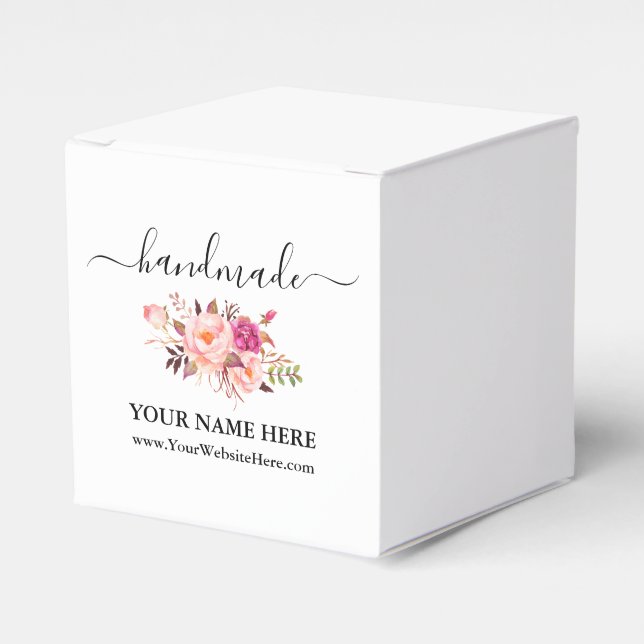 Caja Para Regalos Calligrafía acuarela rosa floral hecha a mano pequ (Costado Anverso)