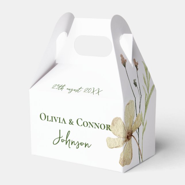 Caja Para Regalos Calligrafía de Boda de flores de campo romántico (Front Side)