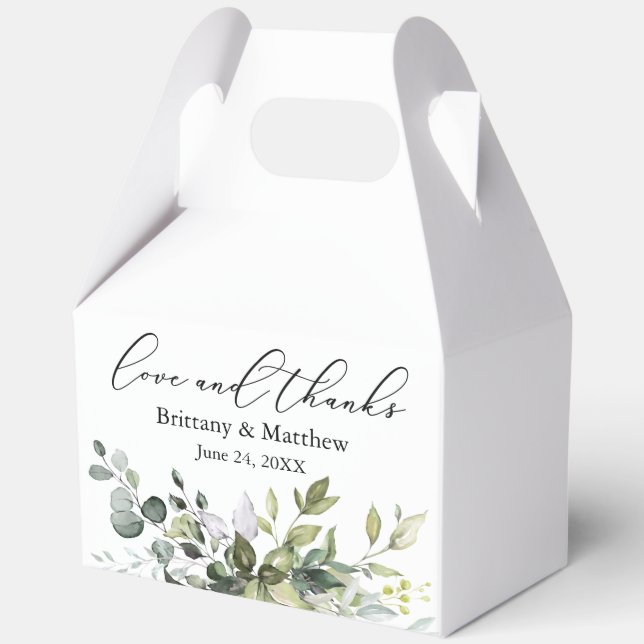 Caja Para Regalos Calligrafía Vegetación Boda Amor Gracias Gable (Anverso)