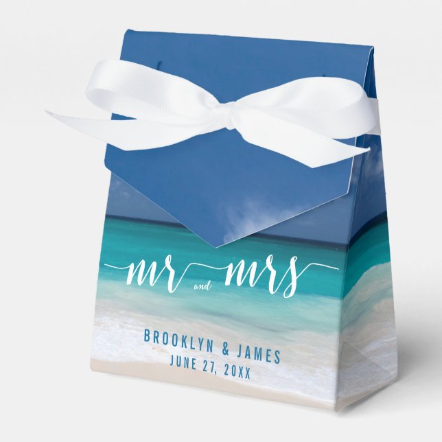 Caja Para Regalos Calligraphy Beach Wedding Favor Boxes Tent (Front Side)