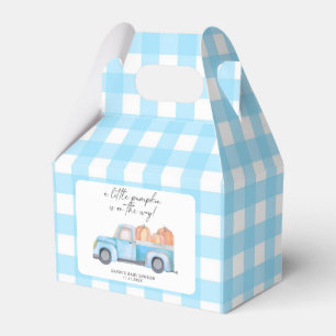 Caja Para Regalos Camión Azul Un Pequeño Calabaza Cae Baby Shower