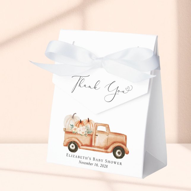 Caja Para Regalos Camión de calabaza acuarela Baby Shower Gracias (Subido por el creador)