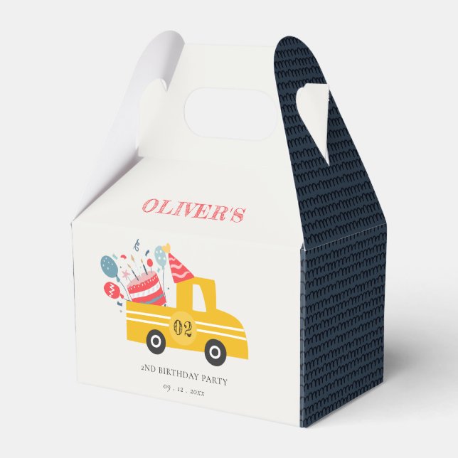 Caja Para Regalos Camión de tarta de cumpleaños de cualquier edad de (Front Side)