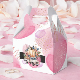 Caja Para Regalos Camión floral negro de calabaza rosada Baby Shower