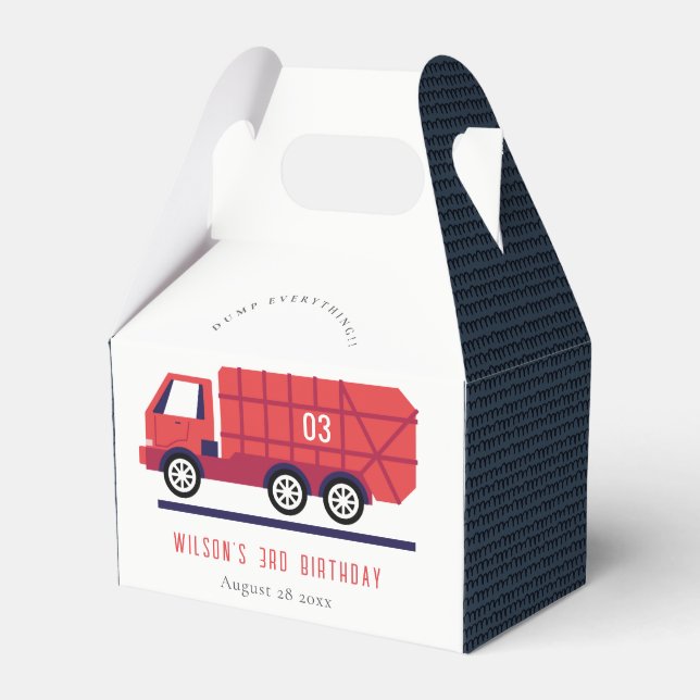 Caja Para Regalos Camiones de basura rojos, niños de cualquier edad  (Front Side)