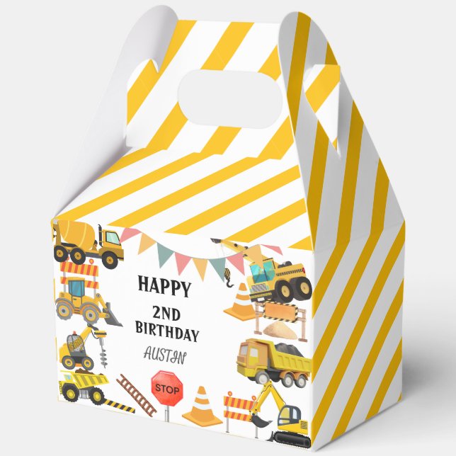 Caja Para Regalos Camiones de Construcción |  Fiesta de Cumpleaños p (Anverso)