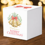 Caja Para Regalos Campanas doradas acuarela navidades rojos verdes<br><div class="desc">Añade un toque de elegancia a las mesas de vacaciones de tus Navidades con estas tres cajas de beneficencia de campanas doradas, campanas de colores bonitos y follaje verde con un brillante arco rojo, actualmente lee Deseándote una Feliz Navidad o puedes personalizar con tu propio saludo festivo. Hay otros colores...</div>