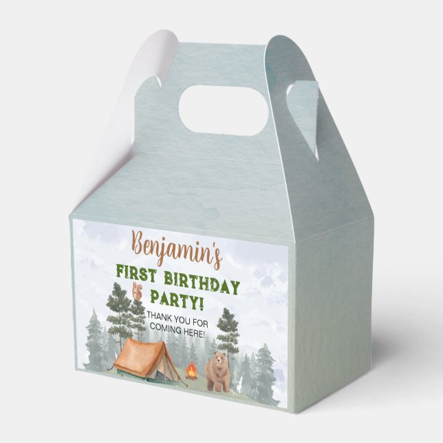 Caja Para Regalos Camping Woodland Birthday Favor Box (Reverso)