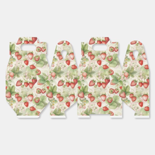 Caja Para Regalos campo de fresas maduras, rojas (Desplegado)