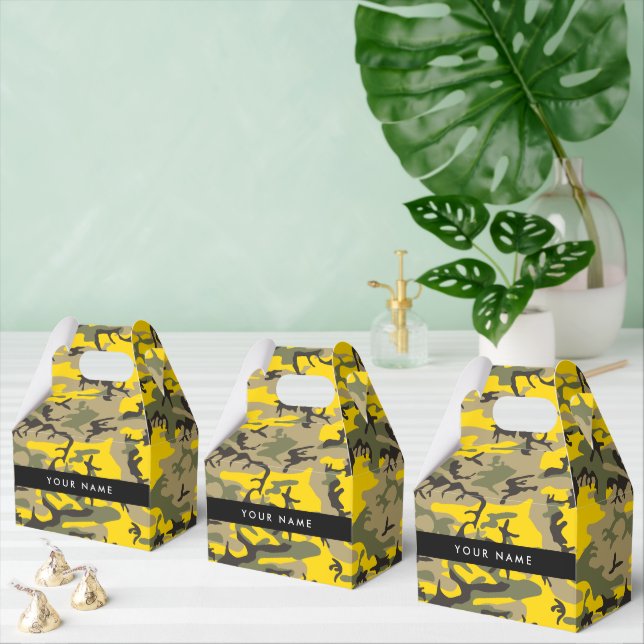 Caja Para Regalos Camuflaje amarillo y verde Tu nombre Personaliza (Múltiple)