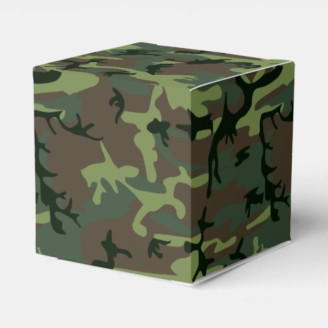 Caja Para Regalos Camuflaje Camo Patrón Verde Marrón (Reverso Costado)
