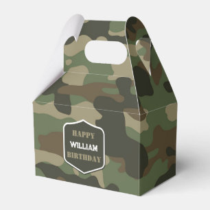 Caja Para Regalos Camuflaje Camo Verde Ejército Monograma Nombre de