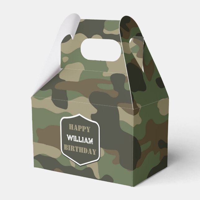 Caja Para Regalos Camuflaje Camo Verde Ejército Monograma Nombre de  (Front Side)
