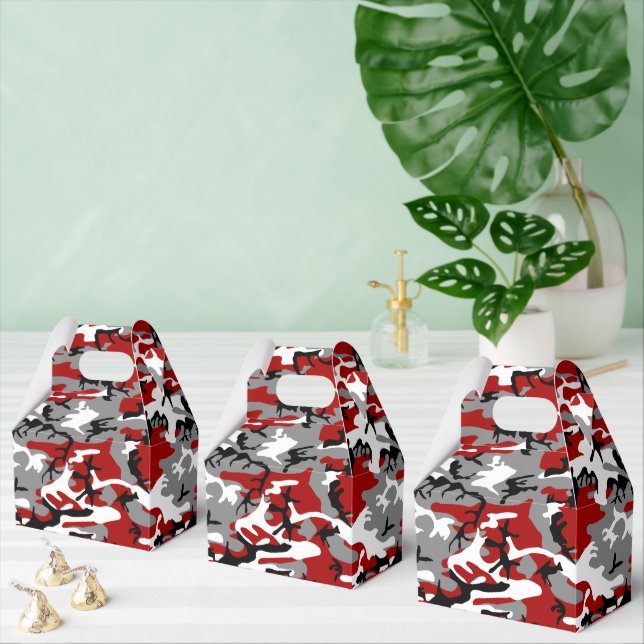 Caja Para Regalos Camuflaje rojo y gris, ejército (Múltiple)