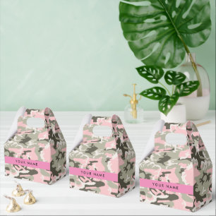 Caja Para Regalos Camuflaje rosa y verde Tu nombre Personaliza