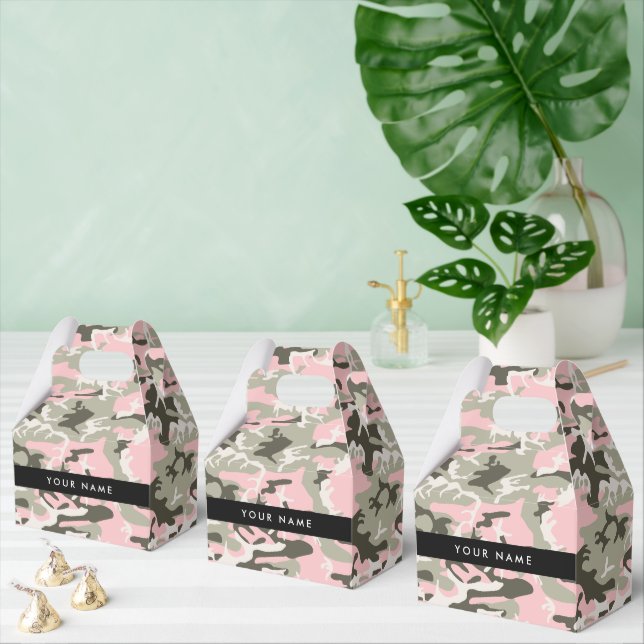 Caja Para Regalos Camuflaje rosa y verde Tu nombre Personaliza (Múltiple)